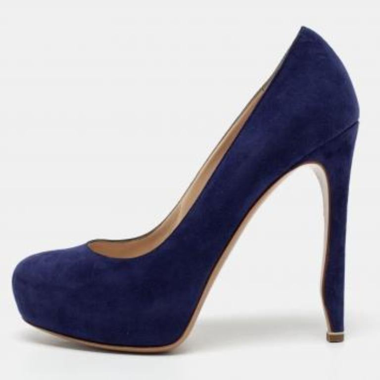 Nicholas Kirkwood - Pumps con plateau in pelle scamosciata blu - misura 36,5 in vendita 4