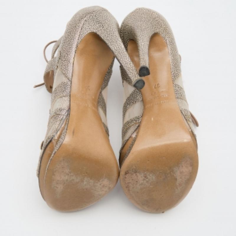 Nicholas Kirkwood Marrone/Beige, pelle e rete, sandali con plateau Up & Up Taglia 37 in vendita 4