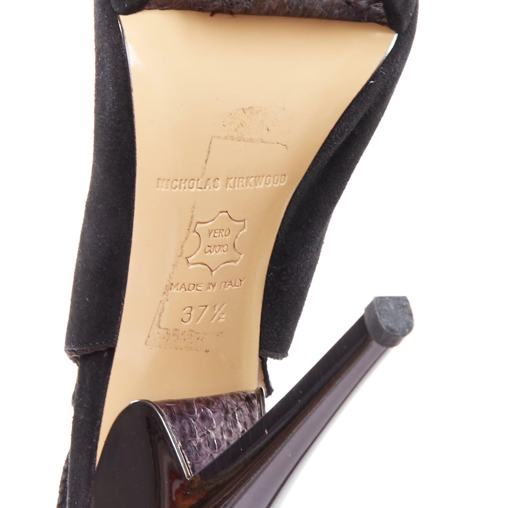 NICHOLAS KIRKWOOD brown black scaled leather platform sandals EU37.5 For Sale 5