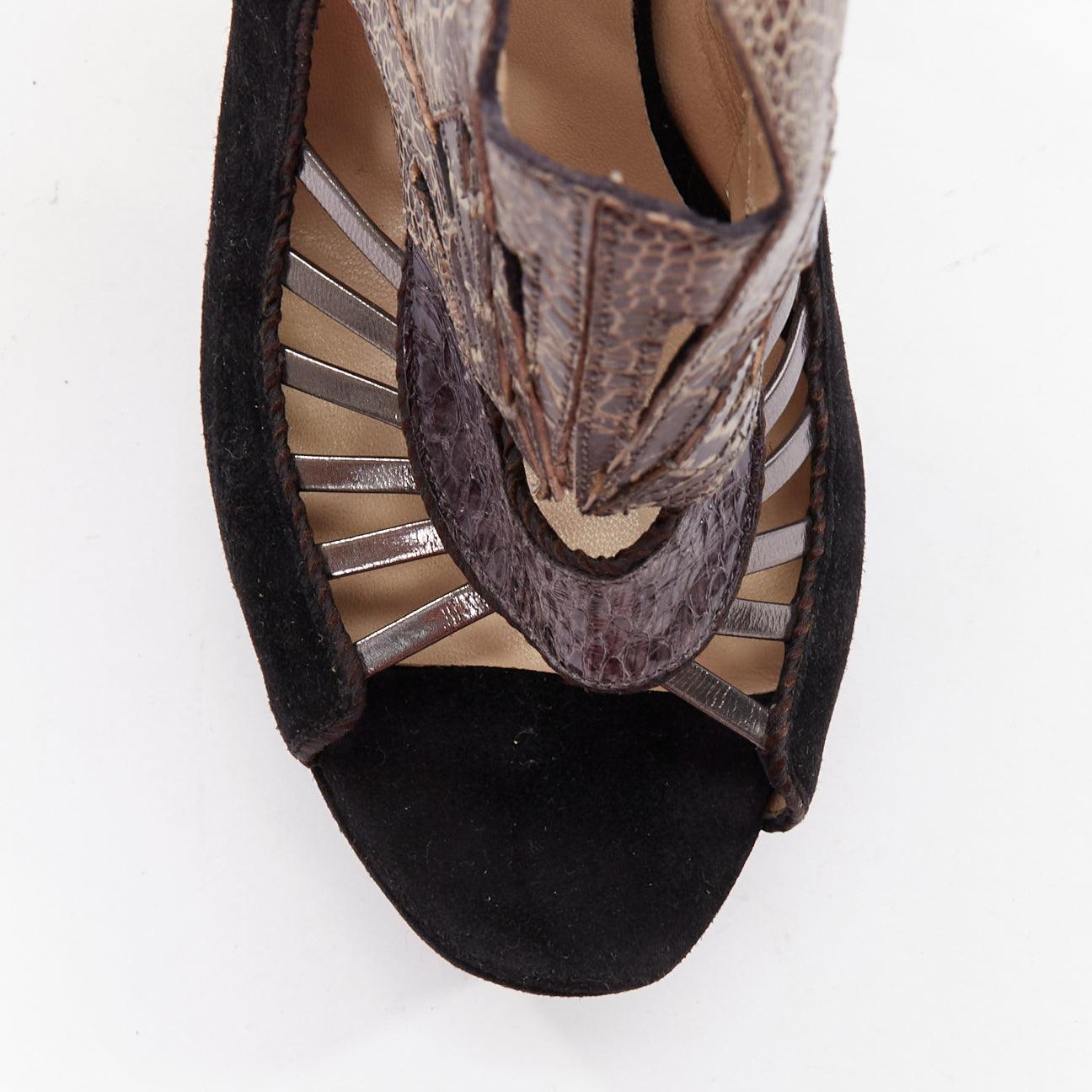 NICHOLAS KIRKWOOD brown black scaled leather platform sandals EU37.5 For Sale 1
