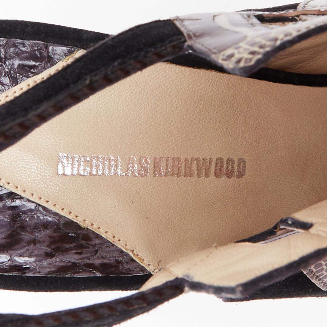 NICHOLAS KIRKWOOD brown black scaled leather platform sandals EU37.5 For Sale 4