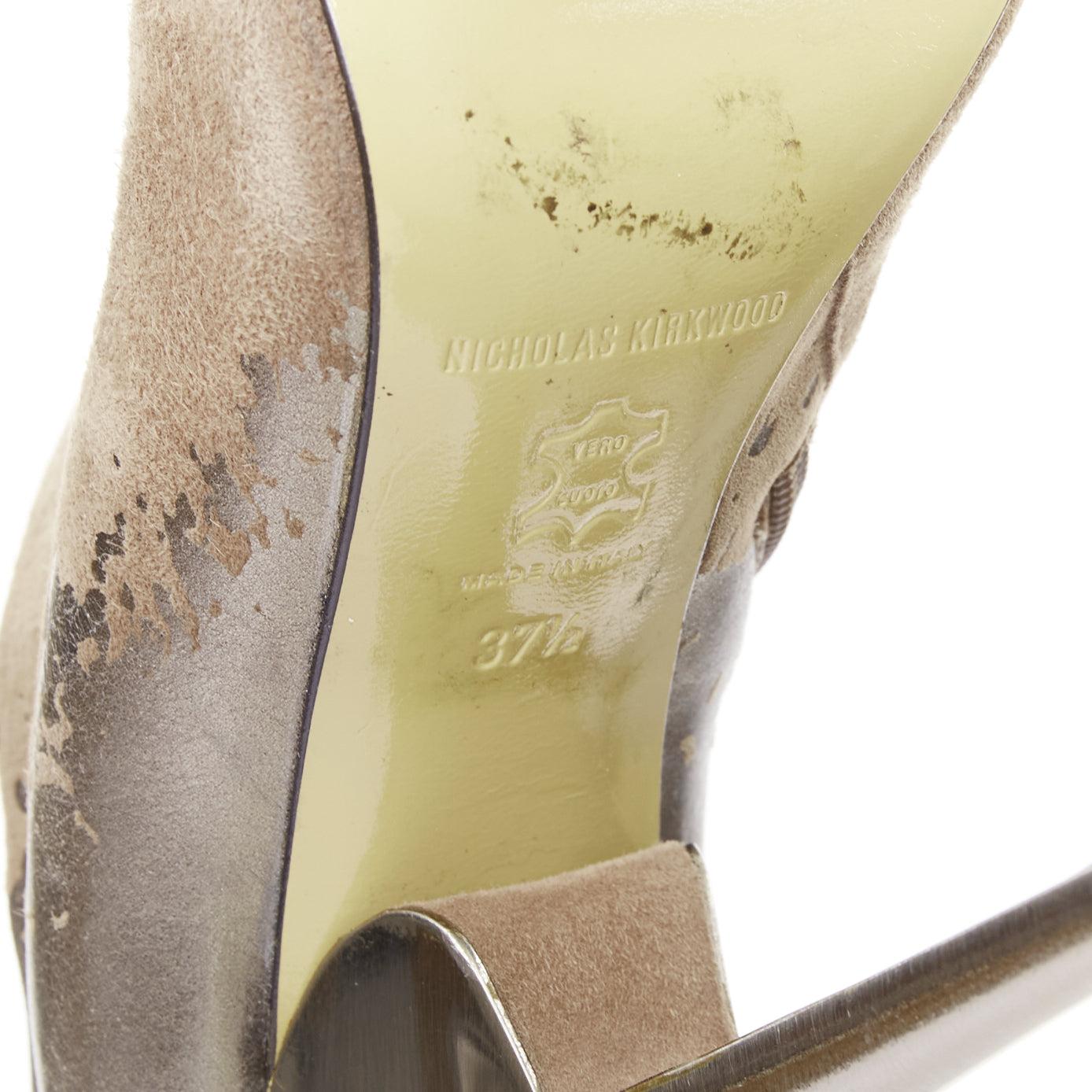 NICHOLAS KIRKWOOD bottines à plateforme peep gradient brun gunmetal EU37 en vente 5