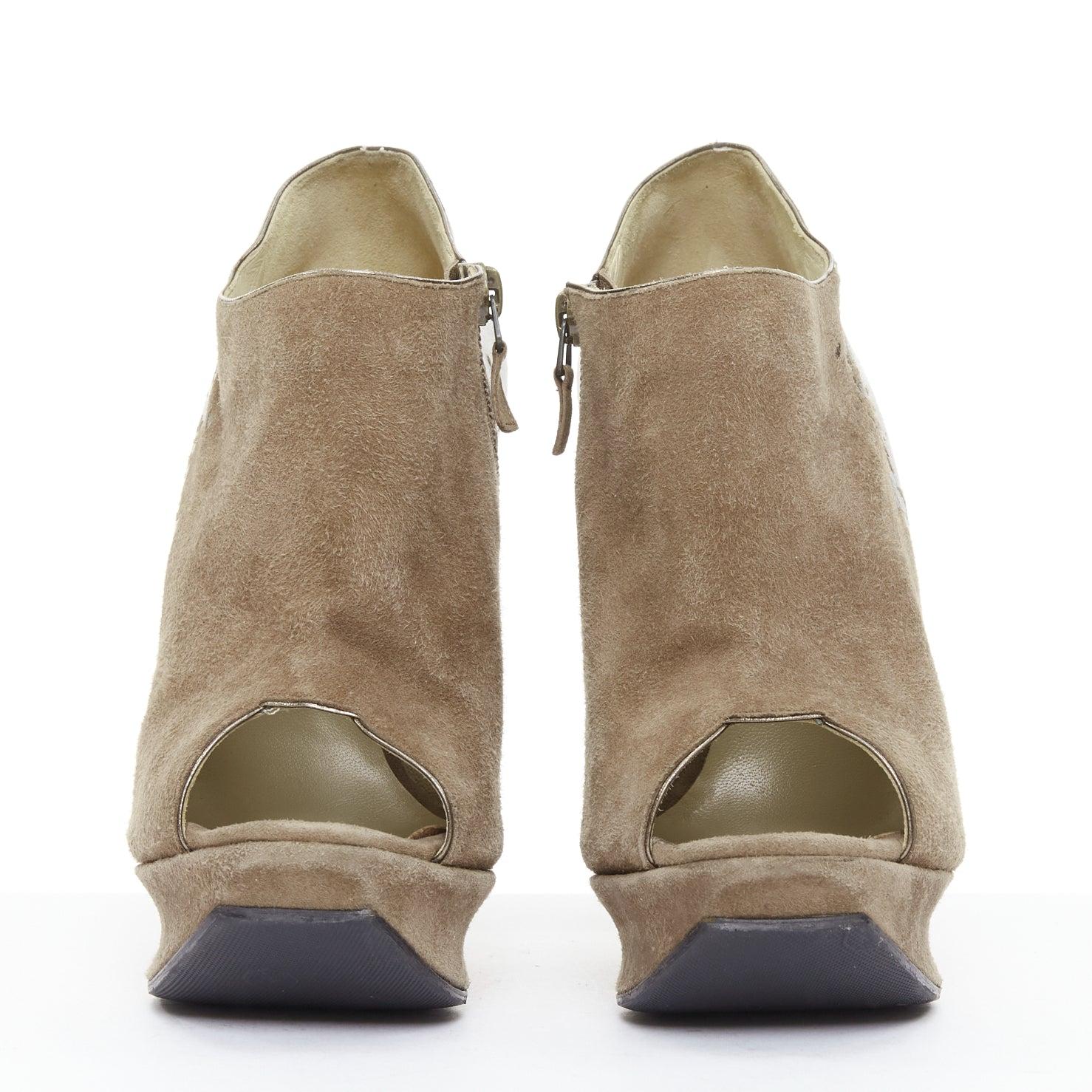 Marron NICHOLAS KIRKWOOD bottines à plateforme peep gradient brun gunmetal EU37 en vente