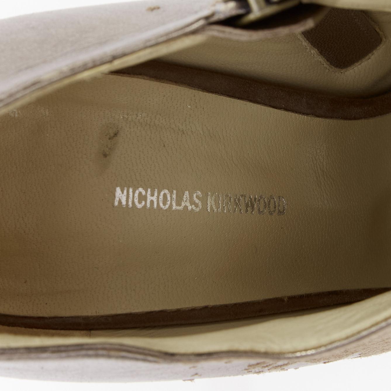 NICHOLAS KIRKWOOD bottines à plateforme peep gradient brun gunmetal EU37 en vente 4