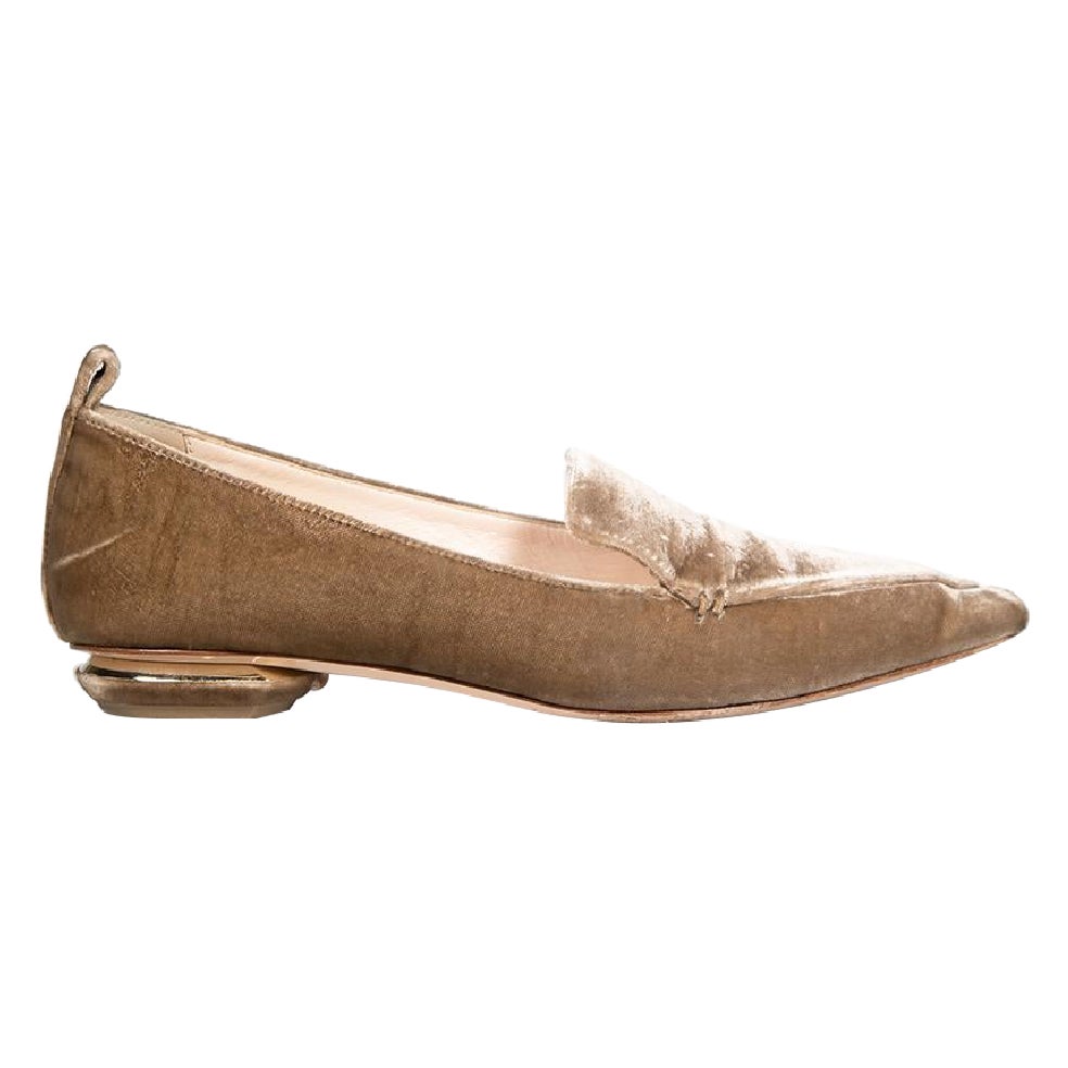 Nicholas Kirkwood Brown Velvet Beya Loafers Size IT 38 en venta