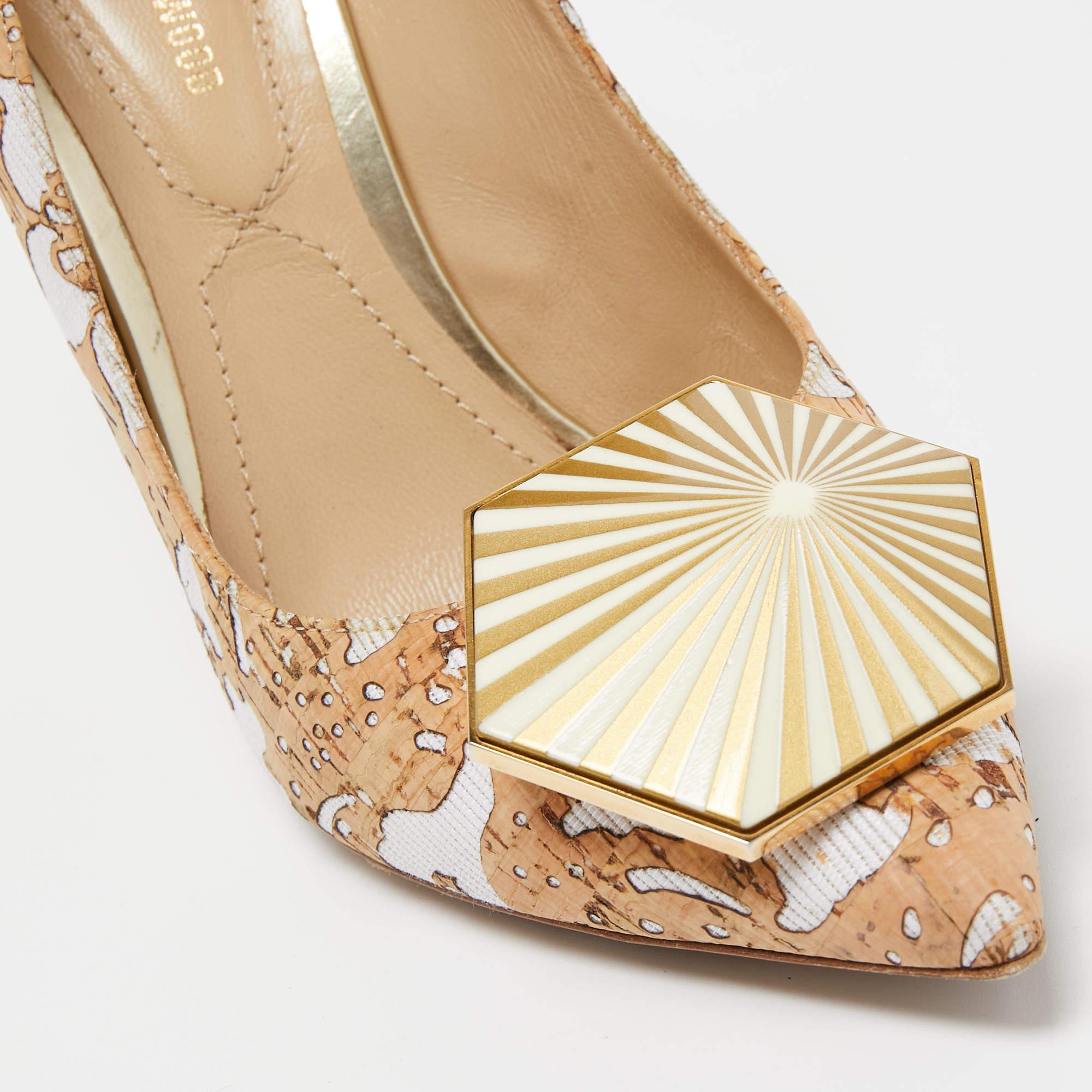 Nicholas Kirkwood Brown/White Cork and Fabric Eden Pumps Size 37.5 en vente 2