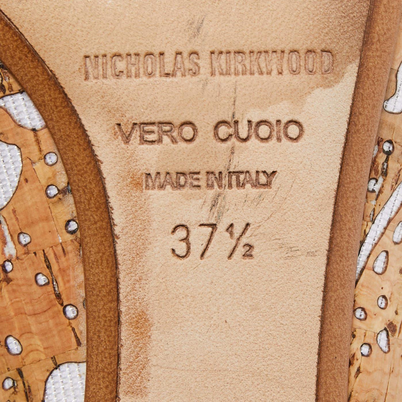 Nicholas Kirkwood Brown/White Cork and Fabric Eden Pumps Size 37.5 en vente 4