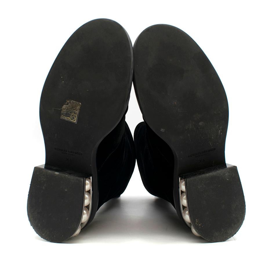 Nicholas Kirkwood Casati Pearl-heeled Velvet Boots 36.5 2