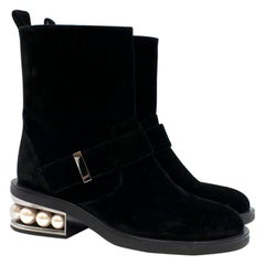 Nicholas Kirkwood Casati Pearl-heeled Velvet Boots 36.5