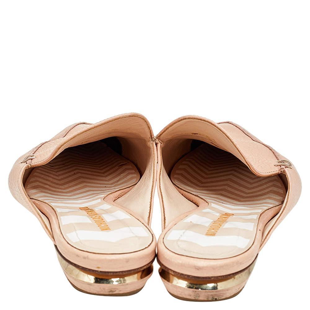 Women's Nicholas Kirkwood Cream Leather Pointed Toe Beya Flat Mule Sandals Size 39.5