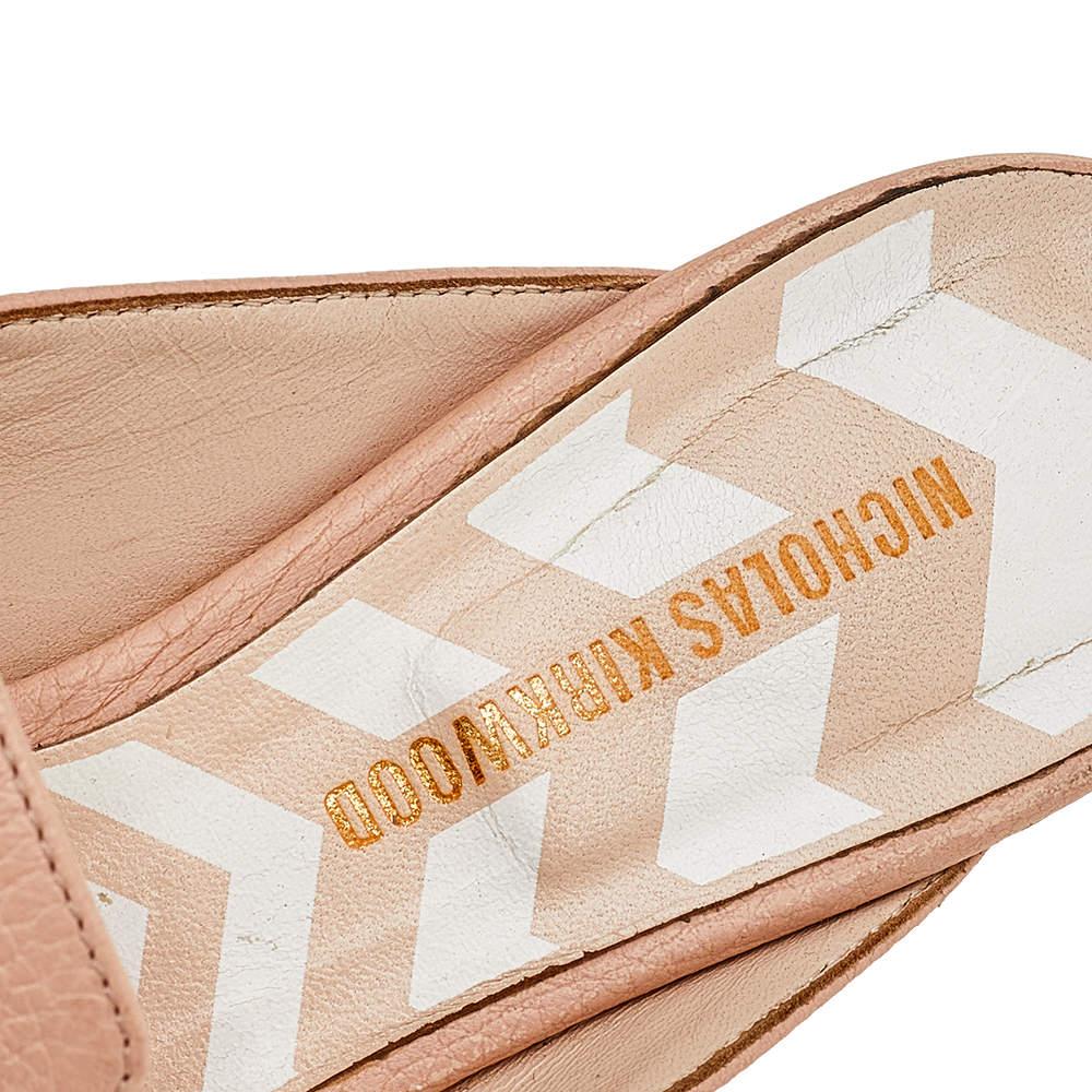Nicholas Kirkwood Cream Leather Pointed Toe Beya Flat Mule Sandals Size 39.5 2