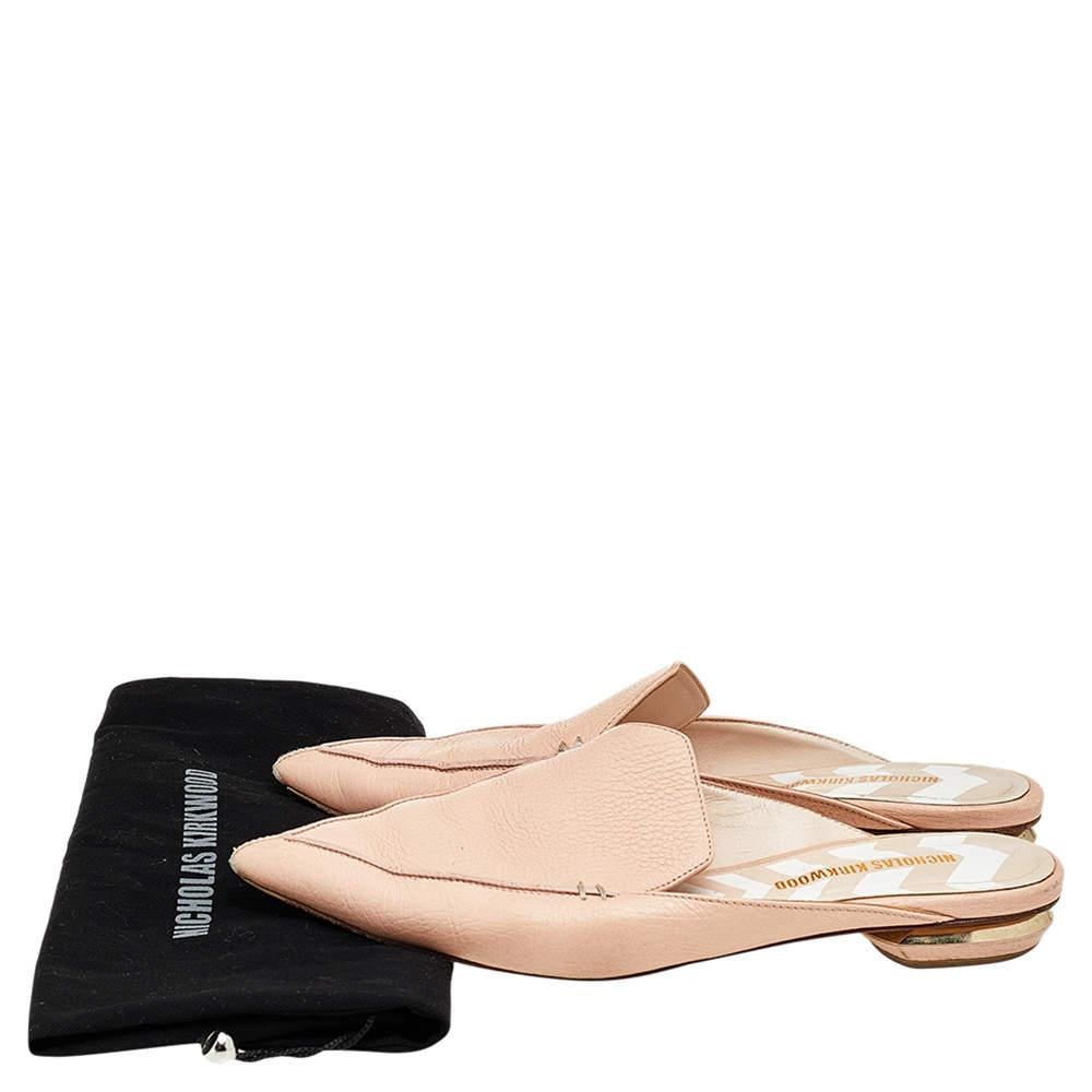Nicholas Kirkwood Cream Leather Pointed Toe Beya Flat Mule Sandals Size 39.5 3