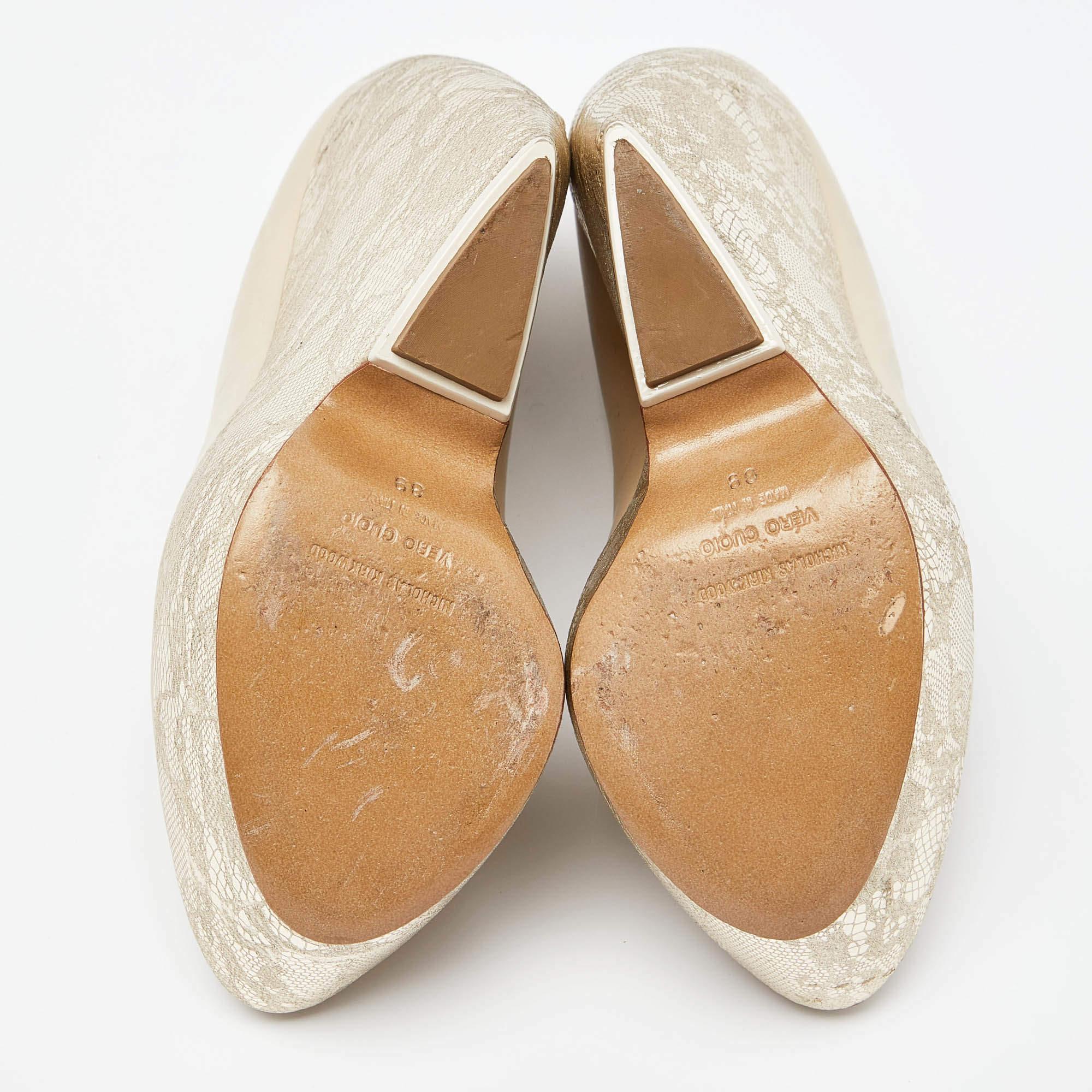 Nicholas Kirkwood Cream Leather Wedge Platform Pumps Size 39 For Sale 1