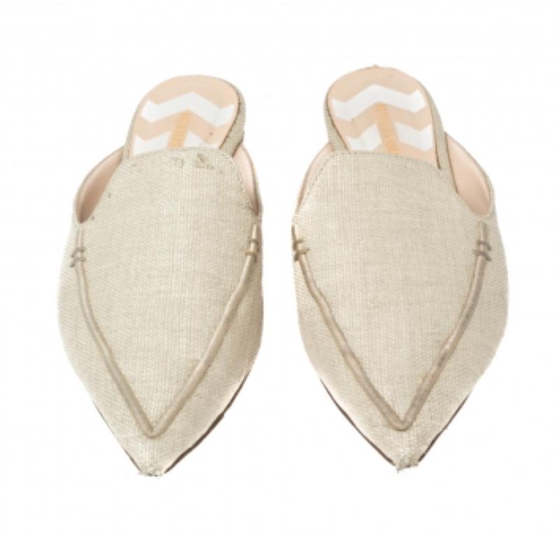 Donna Nicholas Kirkwood Crema Raffia Punta Beya Sandali Muli Piatti Taglia 40.5 in vendita