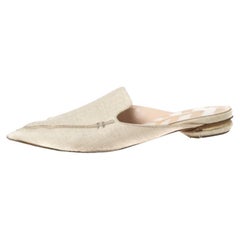 Nicholas Kirkwood Sandalias planas de rafia crema con punta Beya talla 40.5