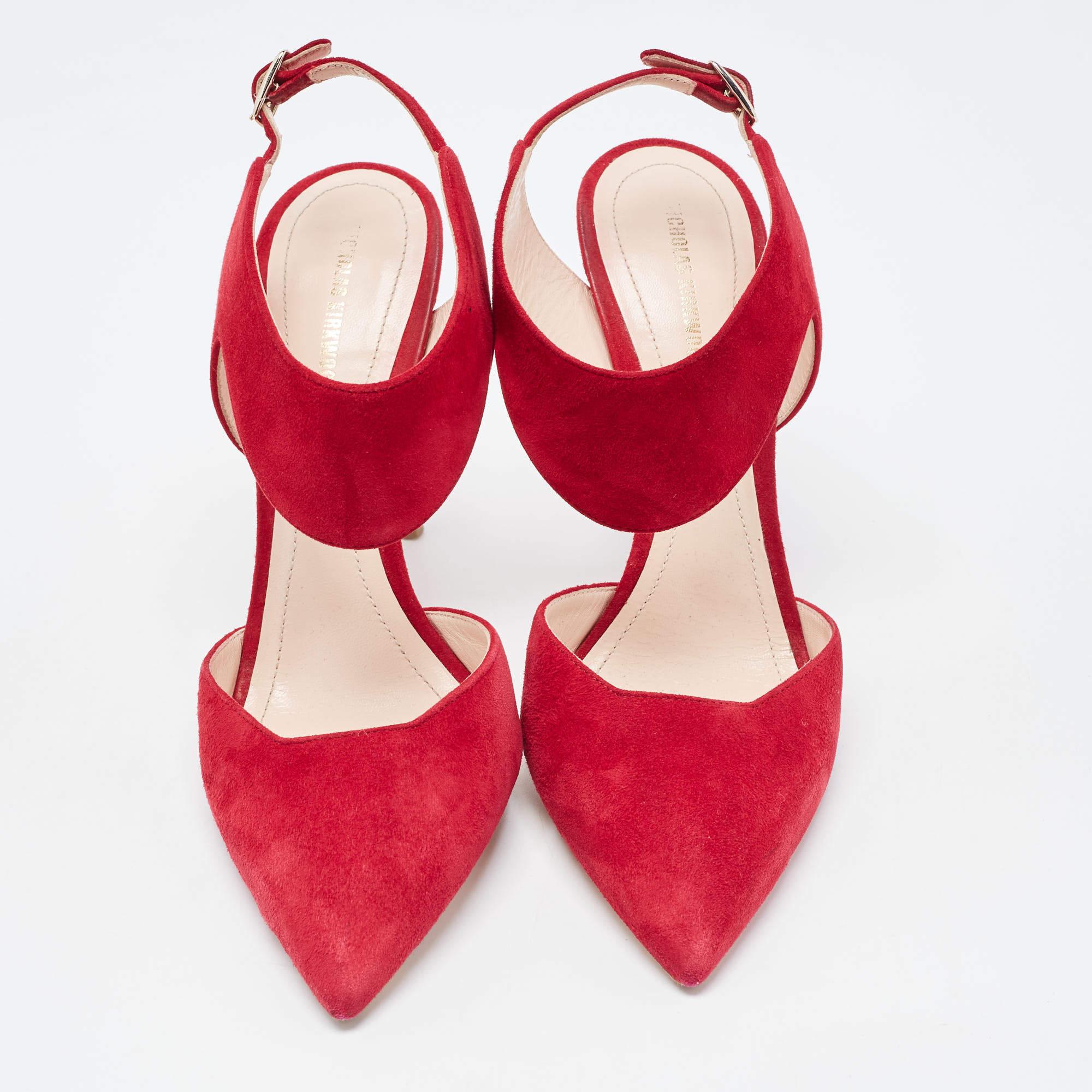 Nicholas Kirkwood Dark Pink Suede Leda Pumps Size 38.5 In Good Condition For Sale In Dubai, Al Qouz 2