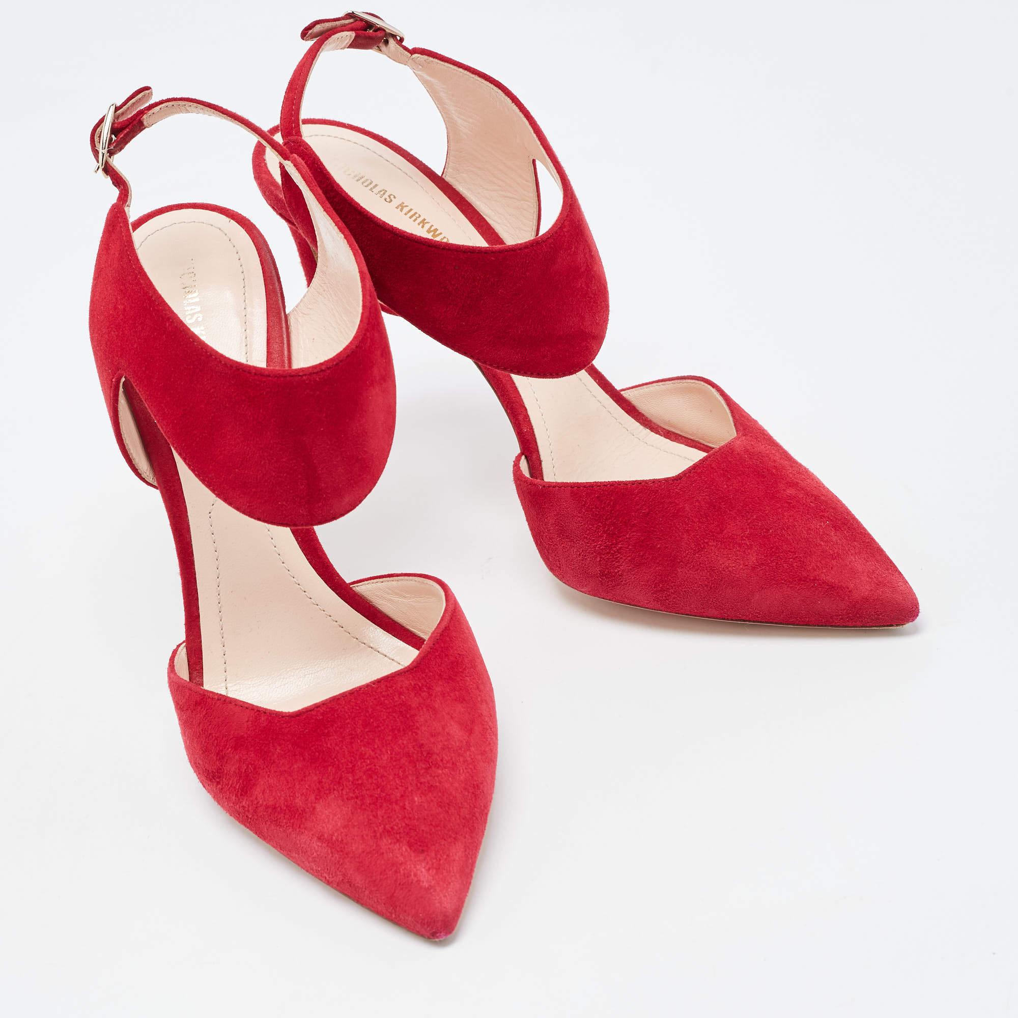 Women's Nicholas Kirkwood Dark Pink Suede Leda Pumps Size 38.5 For Sale