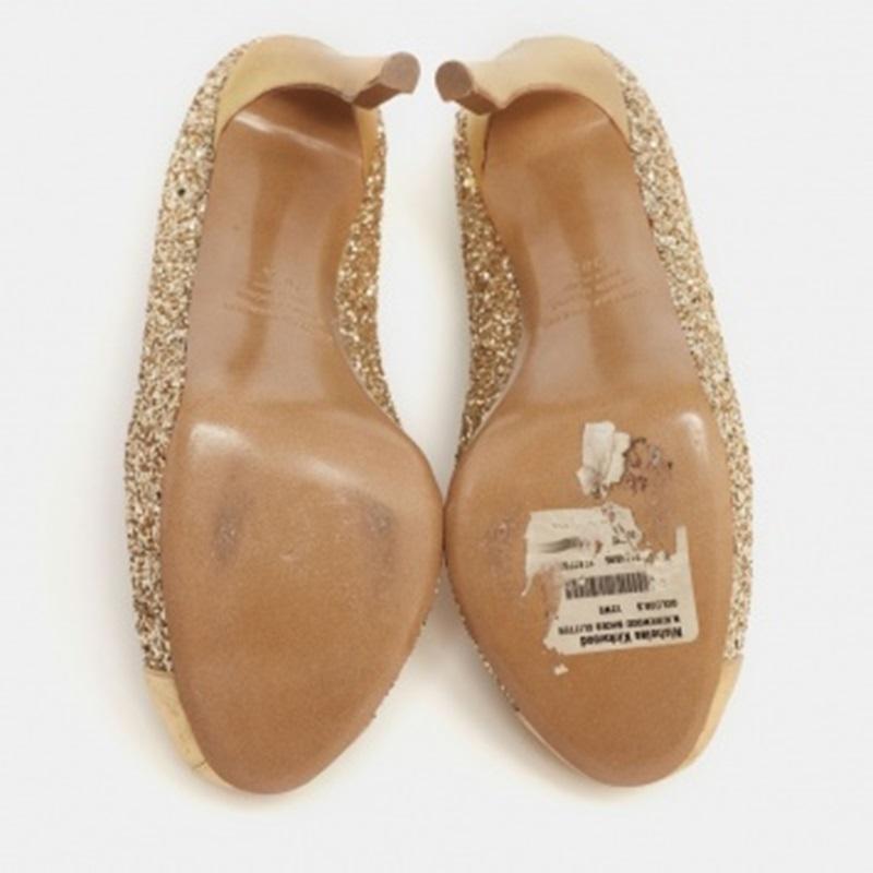 Nicholas Kirkwood - Décolleté in pelle e glitter oro con punta a punta - misura 38,5 in vendita 5