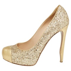 Nicholas Kirkwood - Décolleté in pelle e glitter oro con punta a punta - misura 38,5