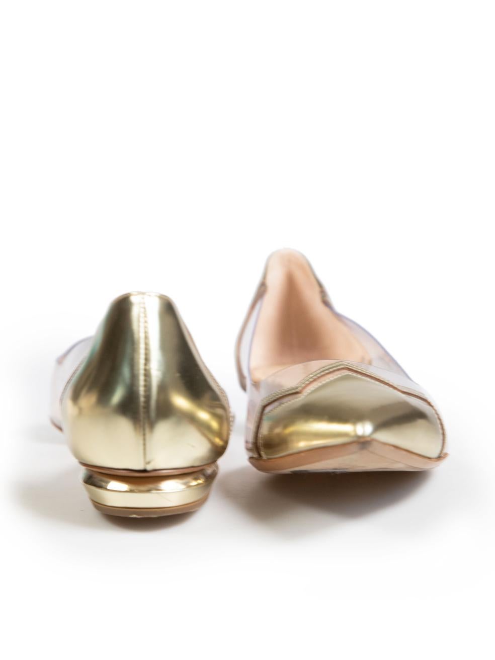 Nicholas Kirkwood Gold PVC Pointed-Toe Flats Size IT 40 In Good Condition In London, GB