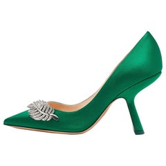 Nicholas Kirkwood Green Satin Crystal Embellished Pointed Toe Pumps Size 38 Nicholas Kirkwood Green Satin Crystal Embellished Pointed Toe Pumps Size 38