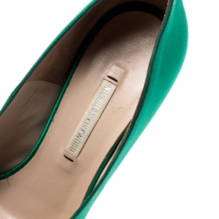 Nicholas Kirkwood Green Satin Platform Pumps Size 36.5 Pour femmes en vente