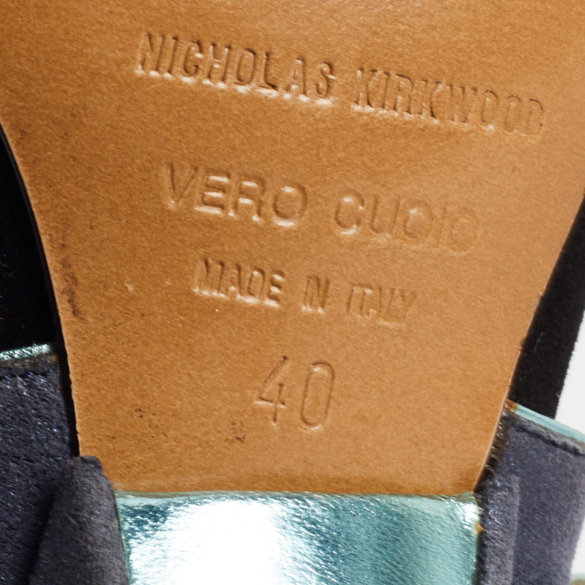 Nicholas Kirkwood Grey /Black Leather Ankle Strap Sandals Size 40 For Sale 3