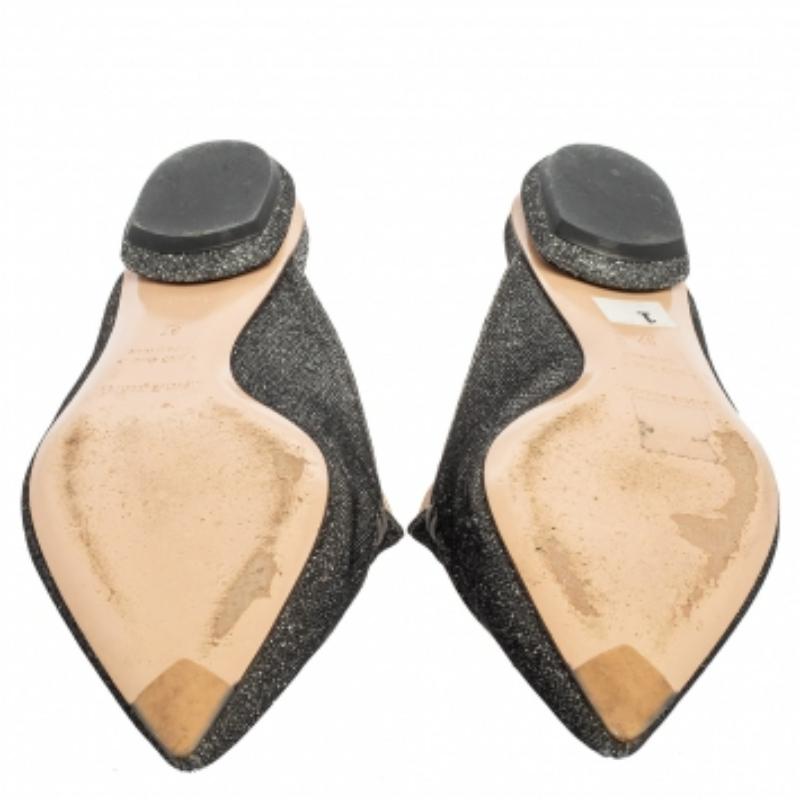 Nicholas Kirkwood Grey Glitter Fabric Beya Flat Pointed-Toe Mules Size 37 In Good Condition For Sale In Dubai, Al Qouz 2