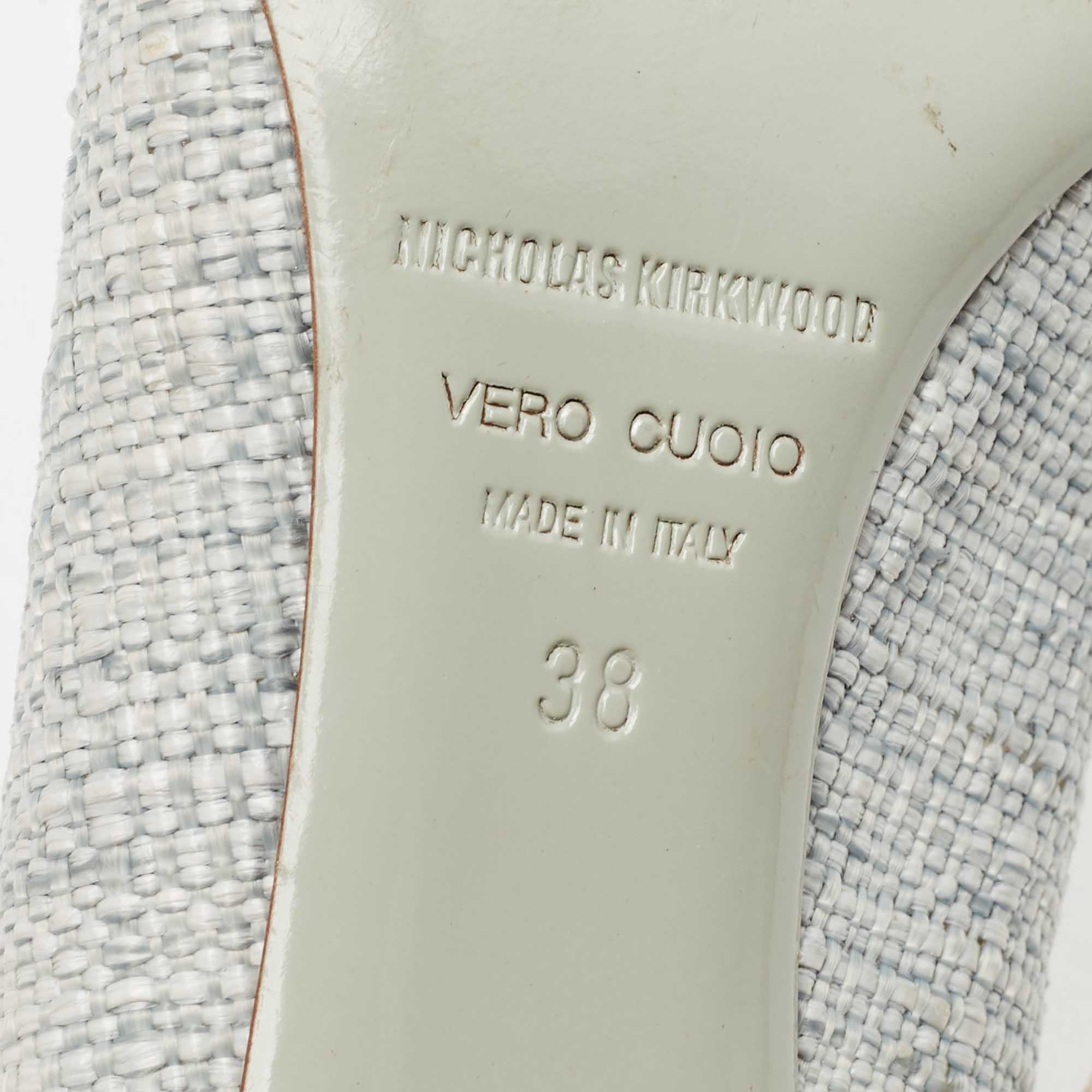 Nicholas Kirkwood Rafia Gris  Bombas con punta hexagonal talla 38 en venta 3