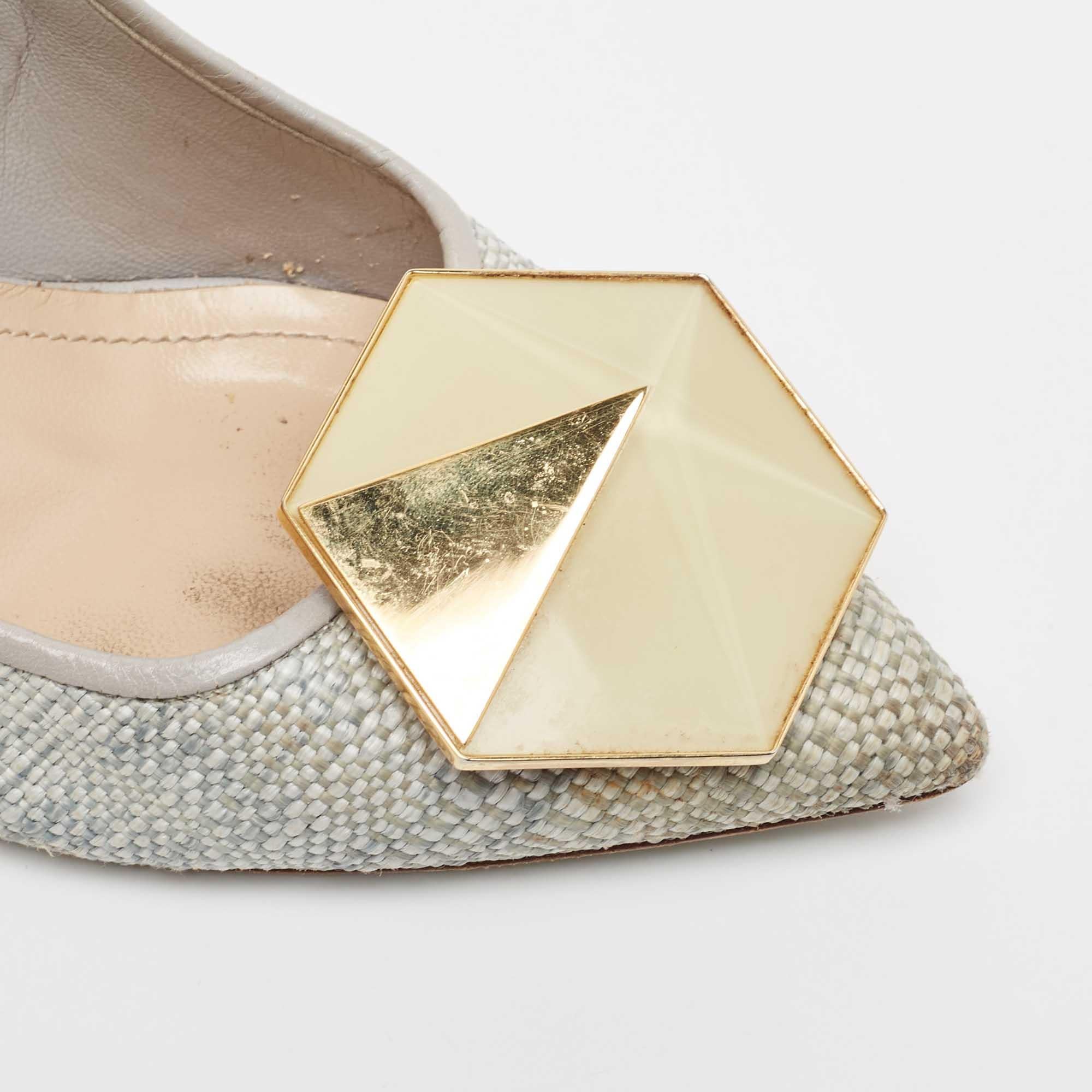 Nicholas Kirkwood Rafia Gris  Bombas con punta hexagonal talla 38 en venta 4