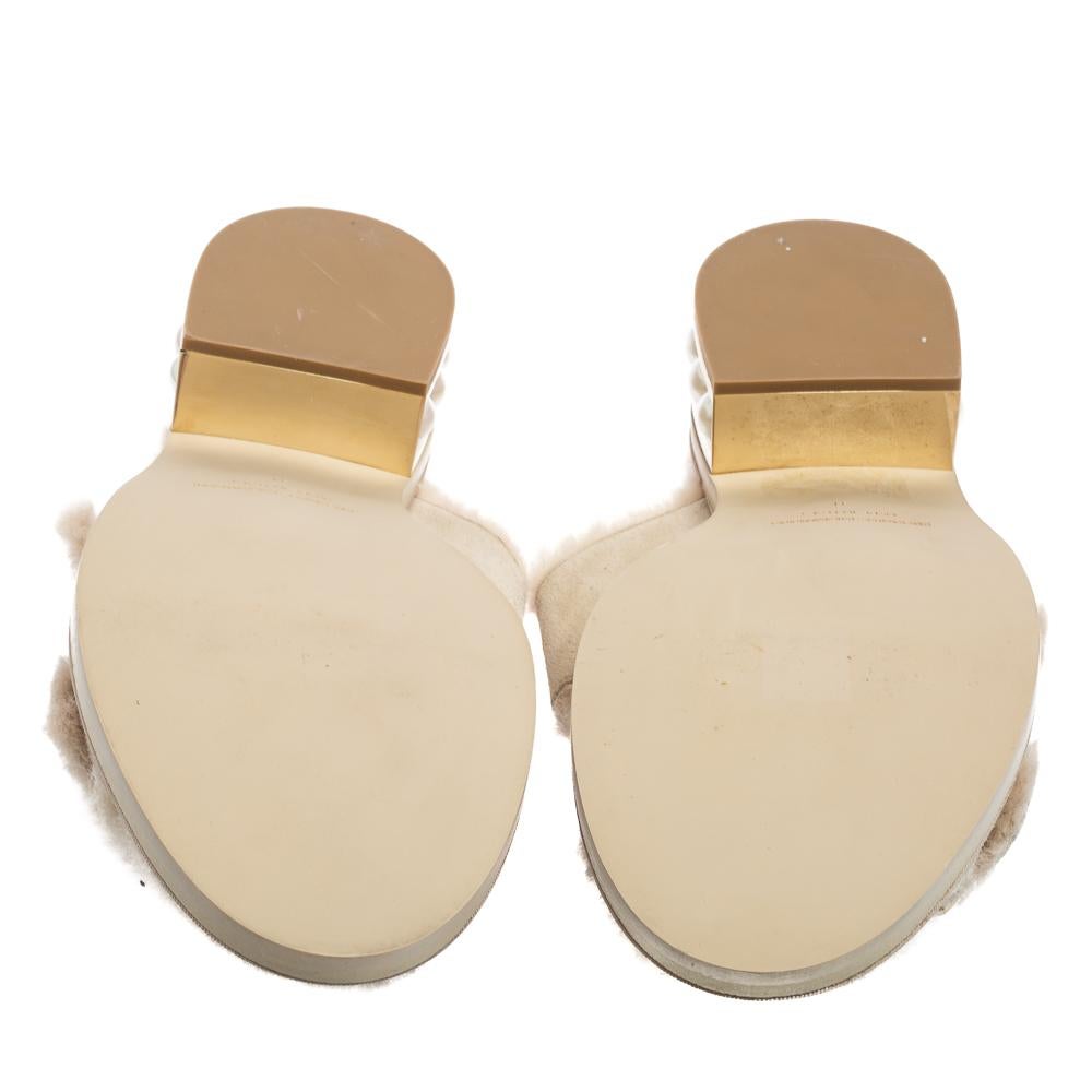 Beige Nicholas Kirkwood Grey Suede Faux Pearl Slide Sandals Size 41