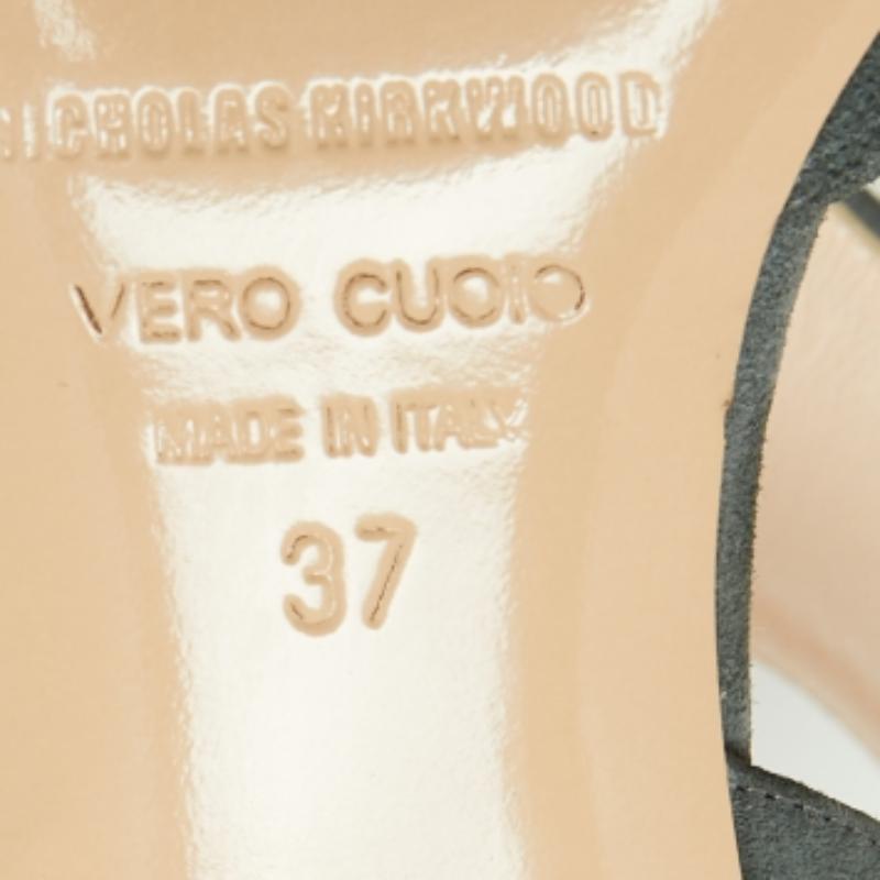 Nicholas Kirkwood Grigio Camoscio Leeloo, cinturino alla caviglia e punta dei sandali misura 37 in vendita 2