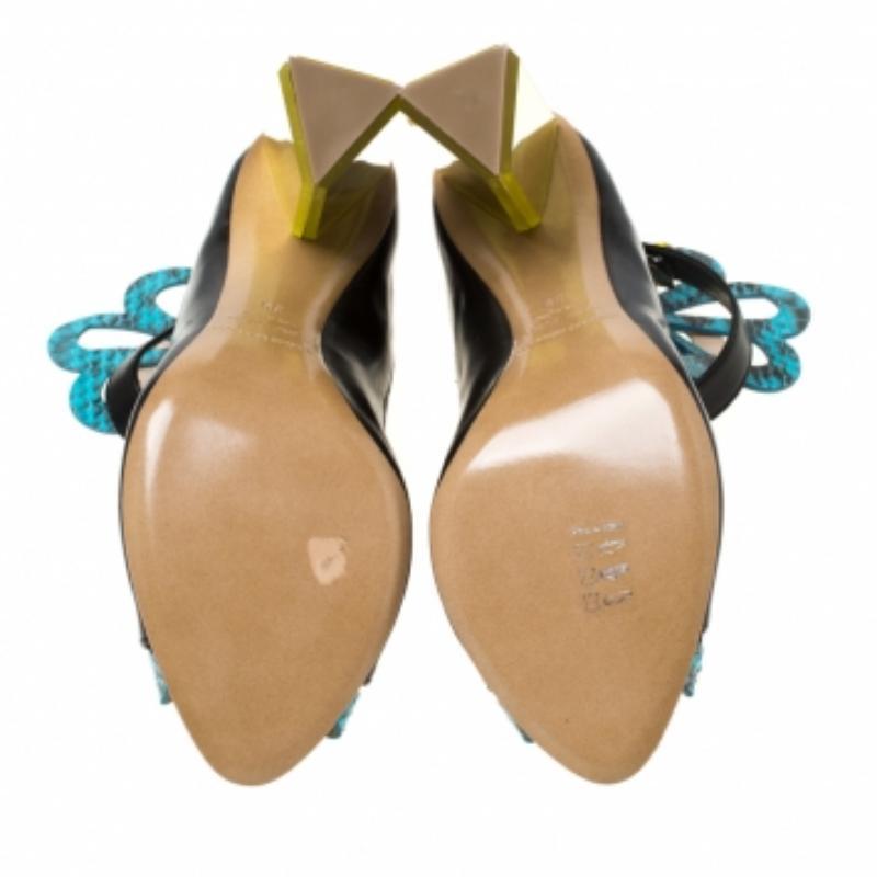 Nicholas Kirkwood Laser Cut Python Leather Mirror Block Heels Sandales Size 39 Excellent état - En vente à Dubai, Al Qouz 2