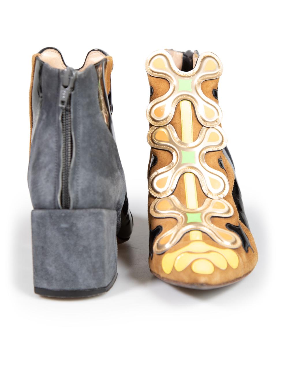 Black Nicholas Kirkwood Leather Panelled Ankle Boots Size IT 39 For Sale