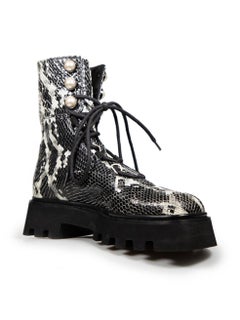 Nicholas Kirkwood Leather Snake Effect Combat Boots Size IT 37