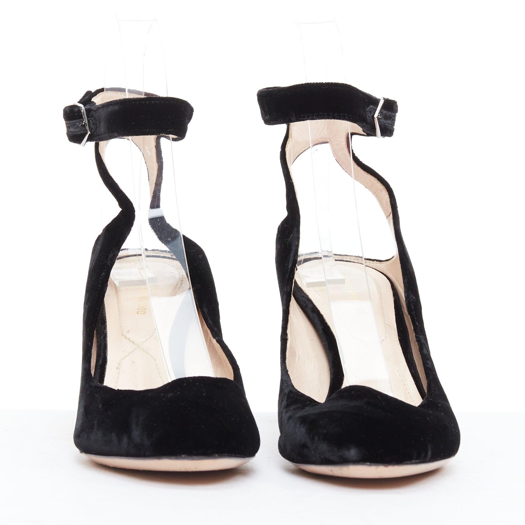 Black NICHOLAS KIRKWOOD Lola black velvet pearl heel slingback pumps EU38