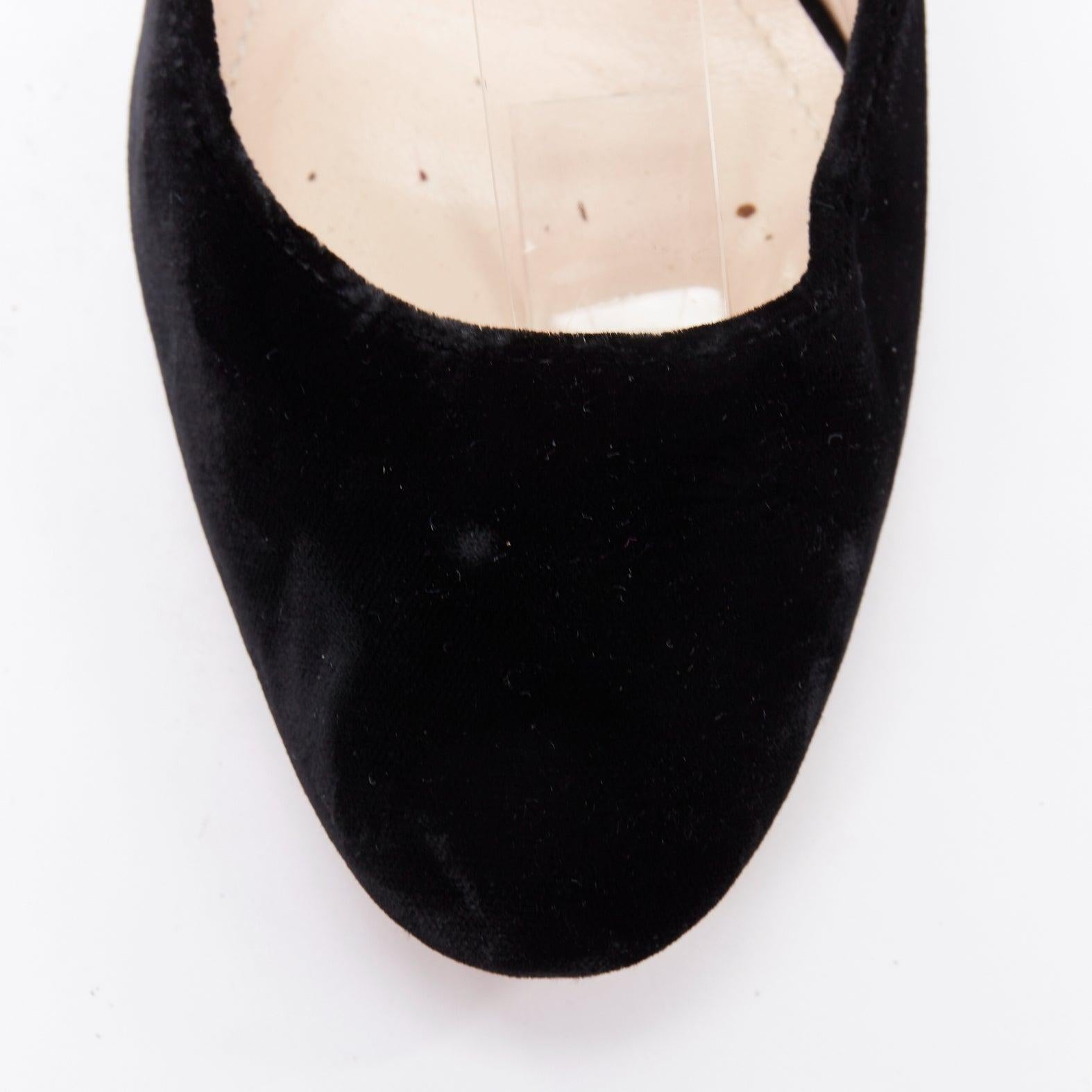 NICHOLAS KIRKWOOD Lola black velvet pearl heel slingback pumps EU38 1