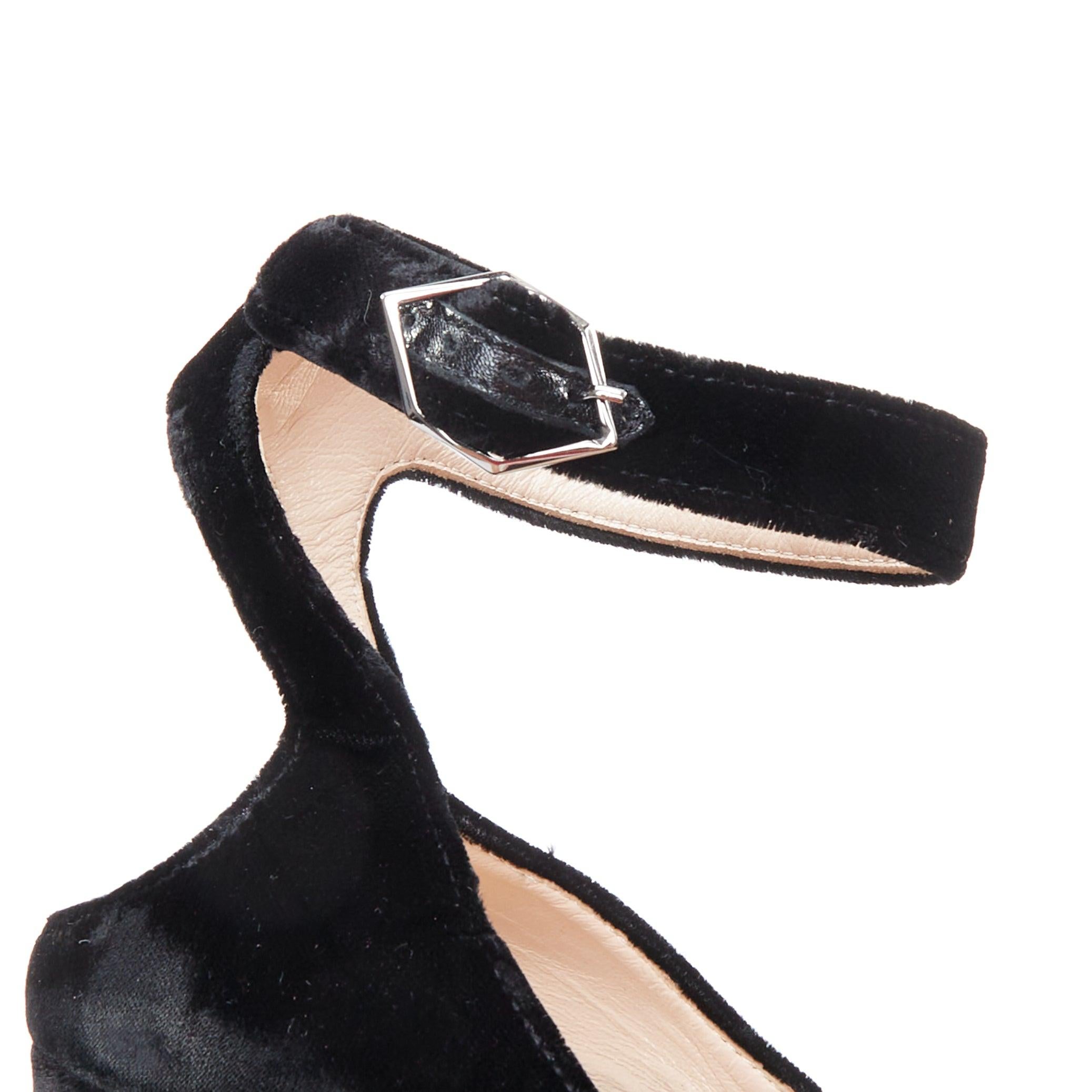 NICHOLAS KIRKWOOD Lola black velvet pearl heel slingback pumps EU38 3