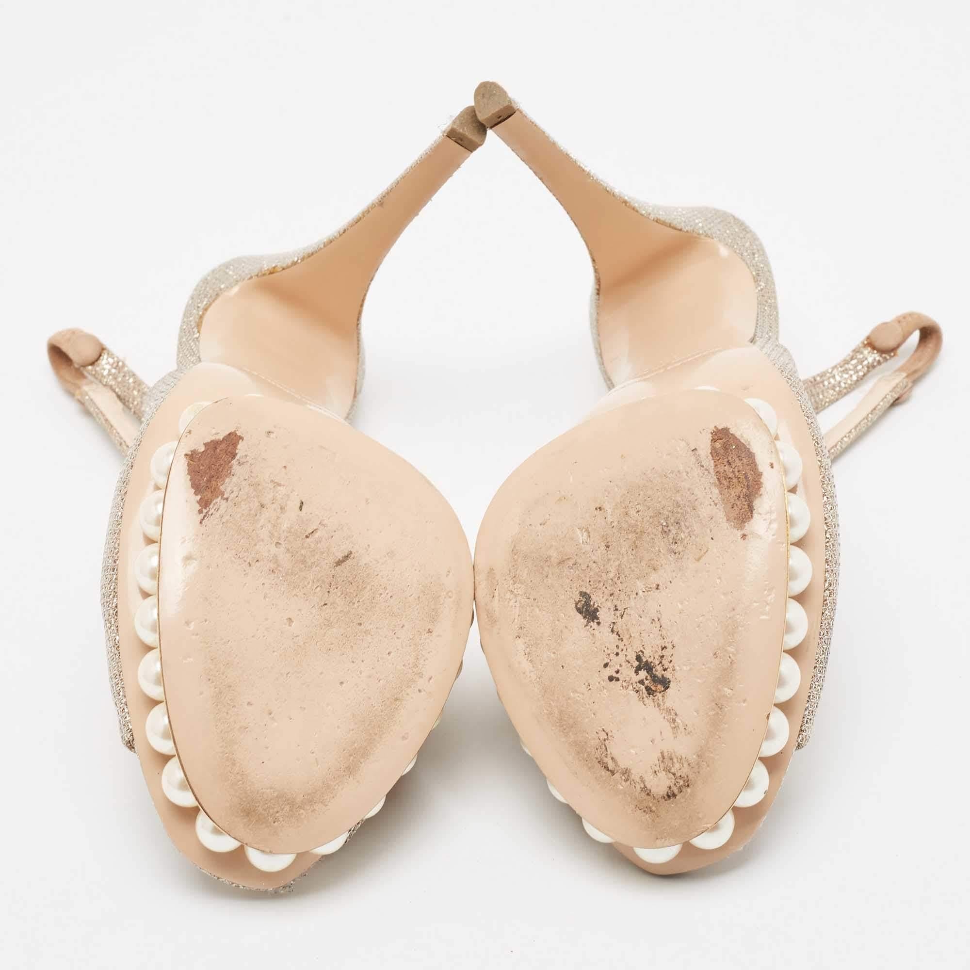 Nicholas Kirkwood Lurex Pearl Embellished Platform Slingback Sandals Size 40 1