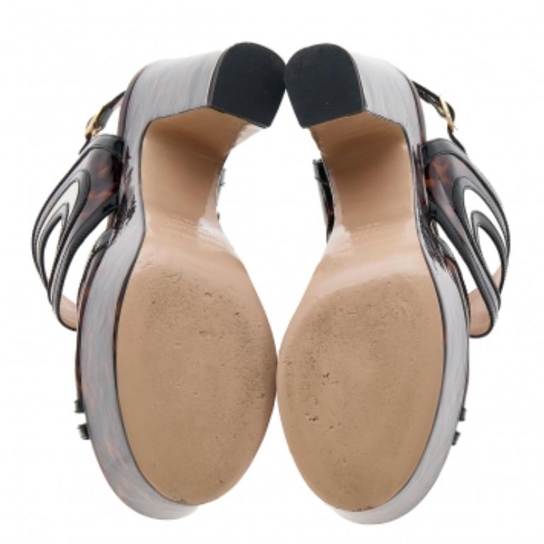 Nicholas Kirkwood Sandali con tacco a blocco e plateau in pelle stampata color marmo misura 36,5 in vendita 2