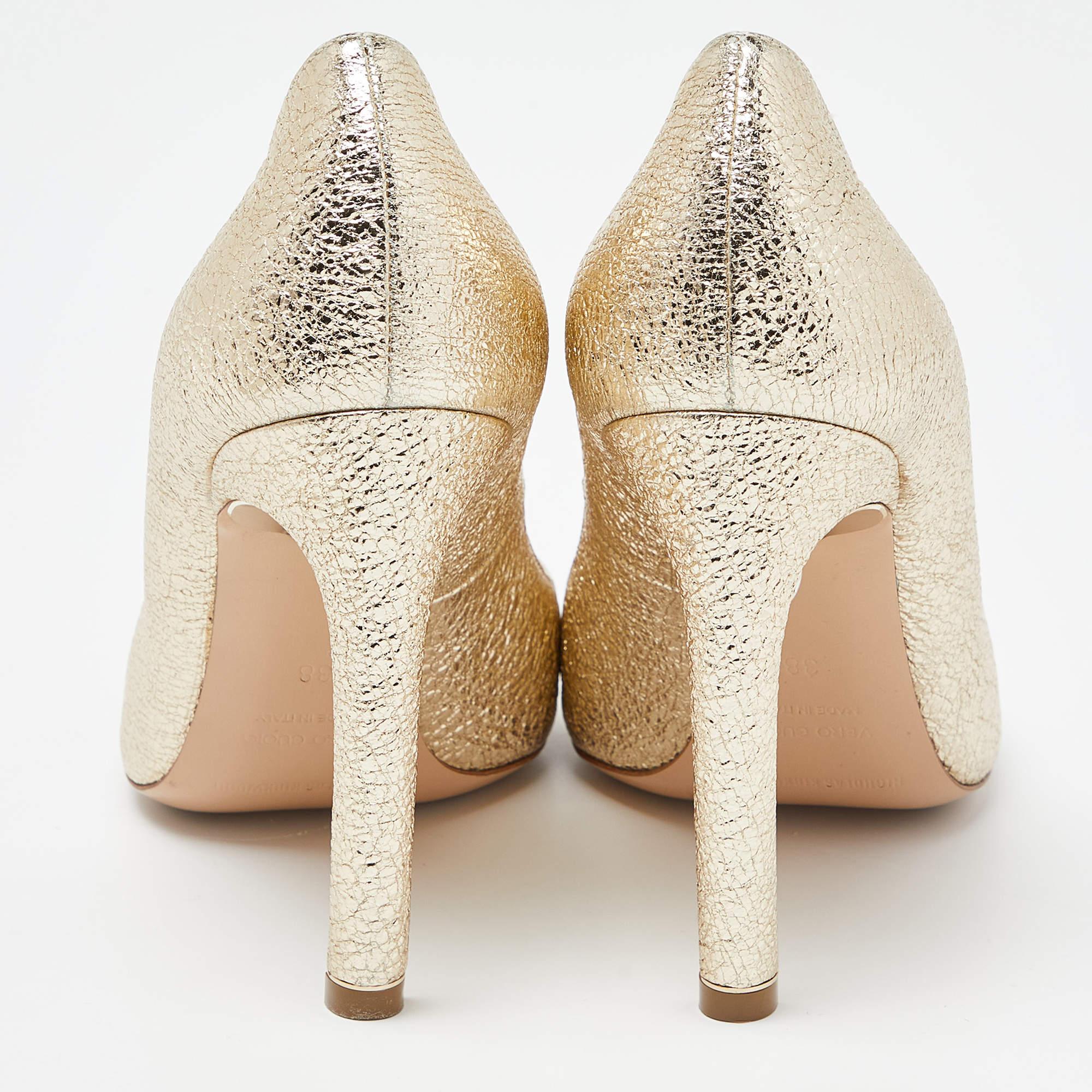Women's Nicholas Kirkwood Metallic Leather Pearl Embellished Pointed Toe Pumps Size 38