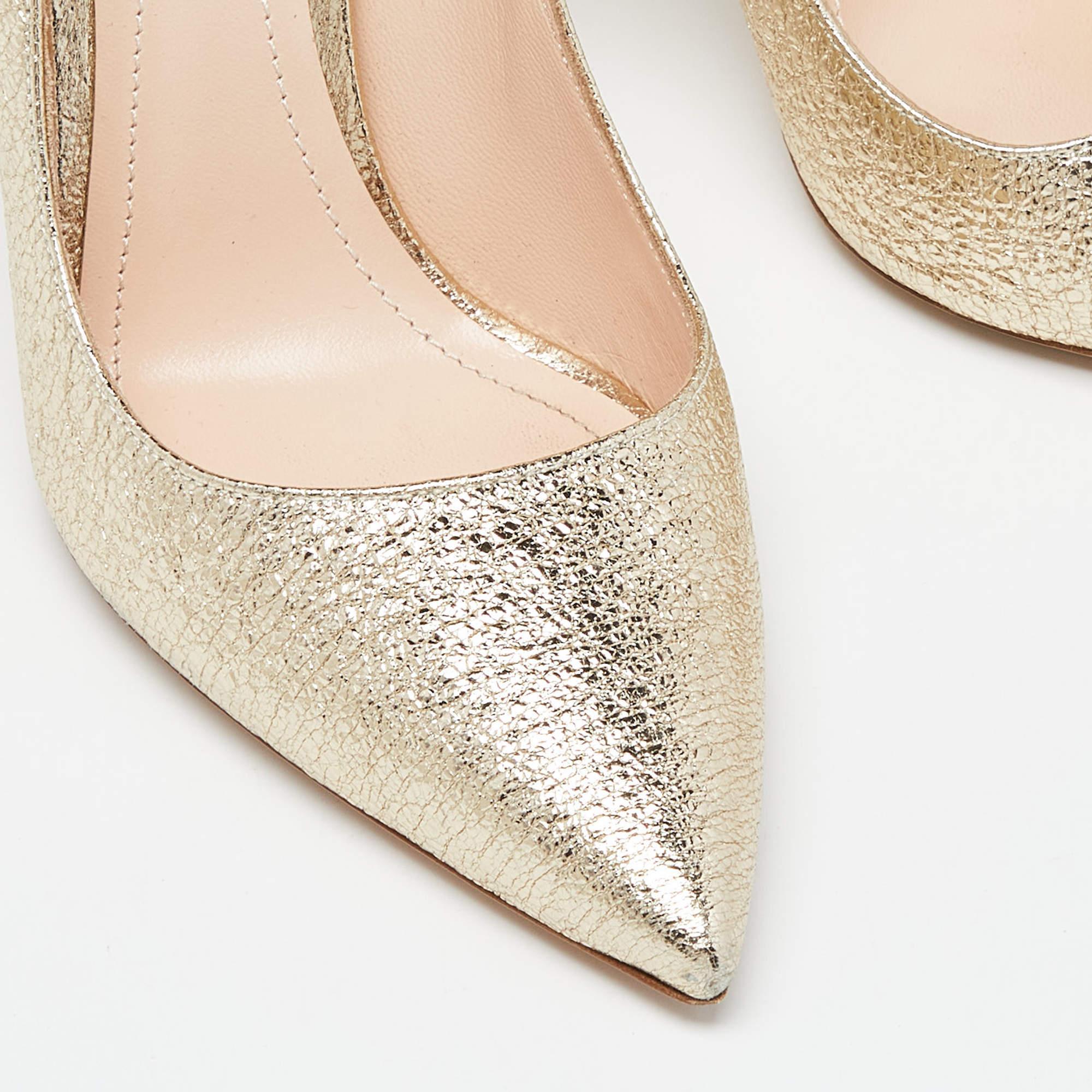 Nicholas Kirkwood Metallic Leather Pearl Embellished Pointed Toe Pumps Size 38 2
