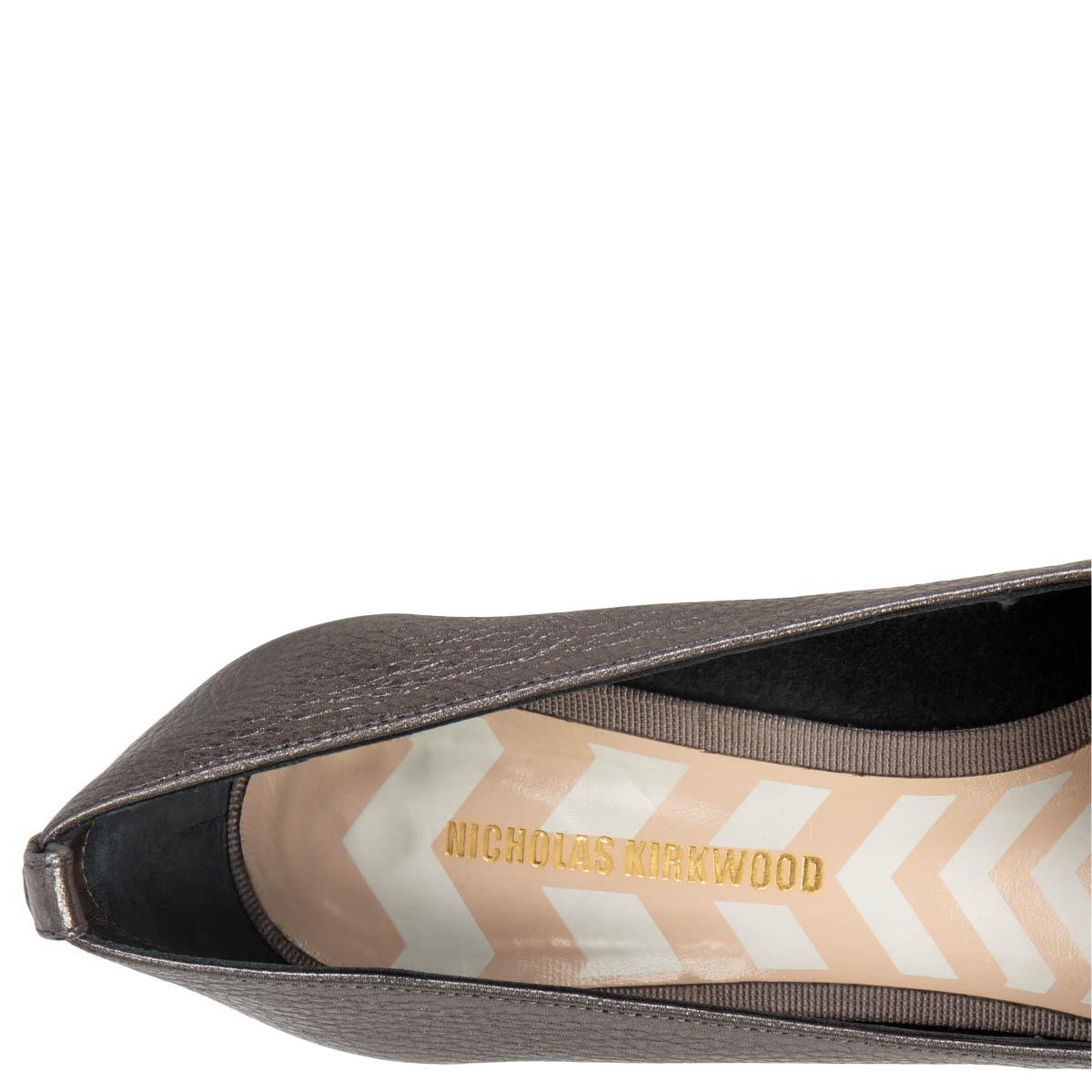 NICHOLAS KIRKWOOD peltro metallizzato BEYA Tacco a Blocco Scarpe 42 in vendita 2
