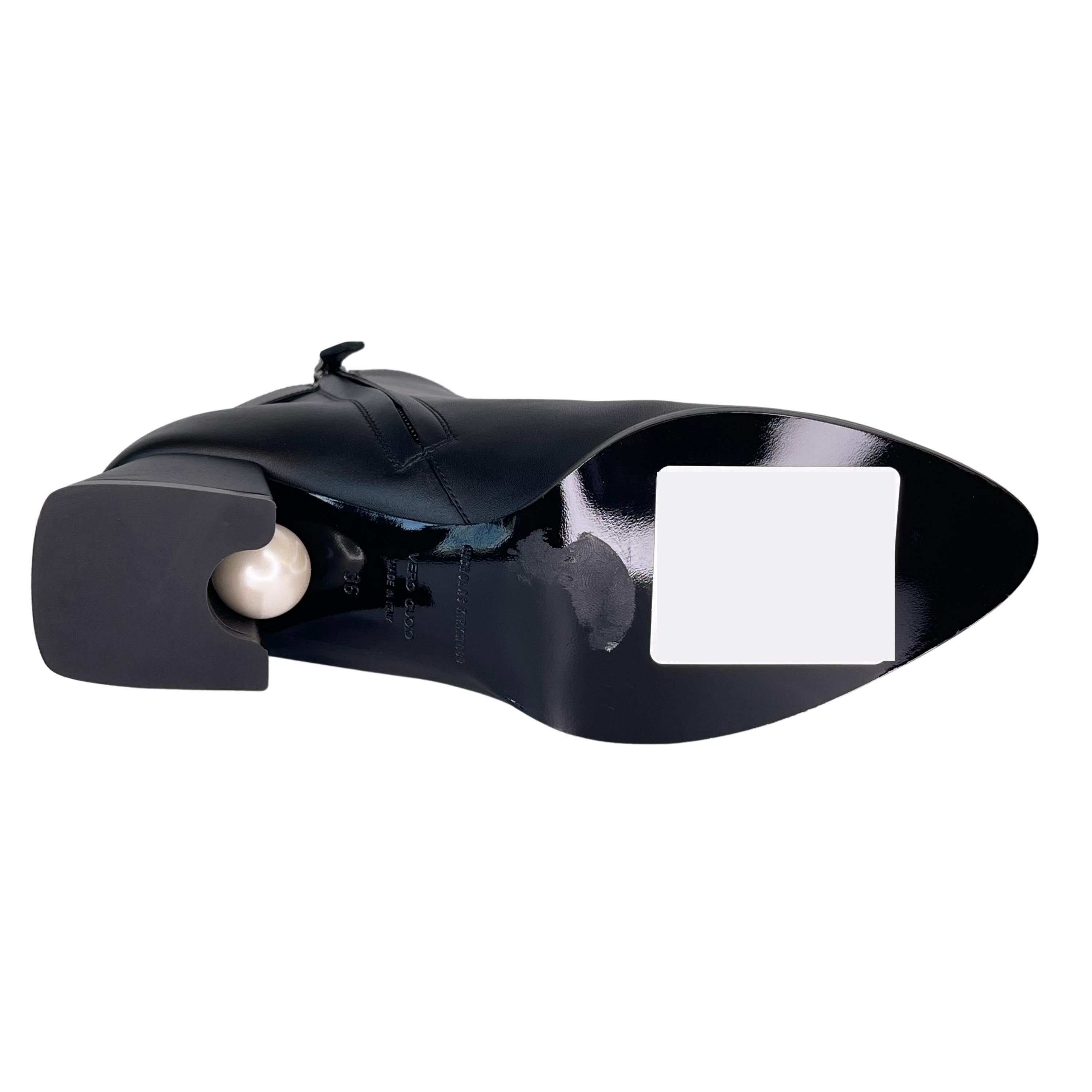 Nicholas Kirkwood Miri Black Leather Faux Pearl Ankle Boot (36 EU) For Sale 1