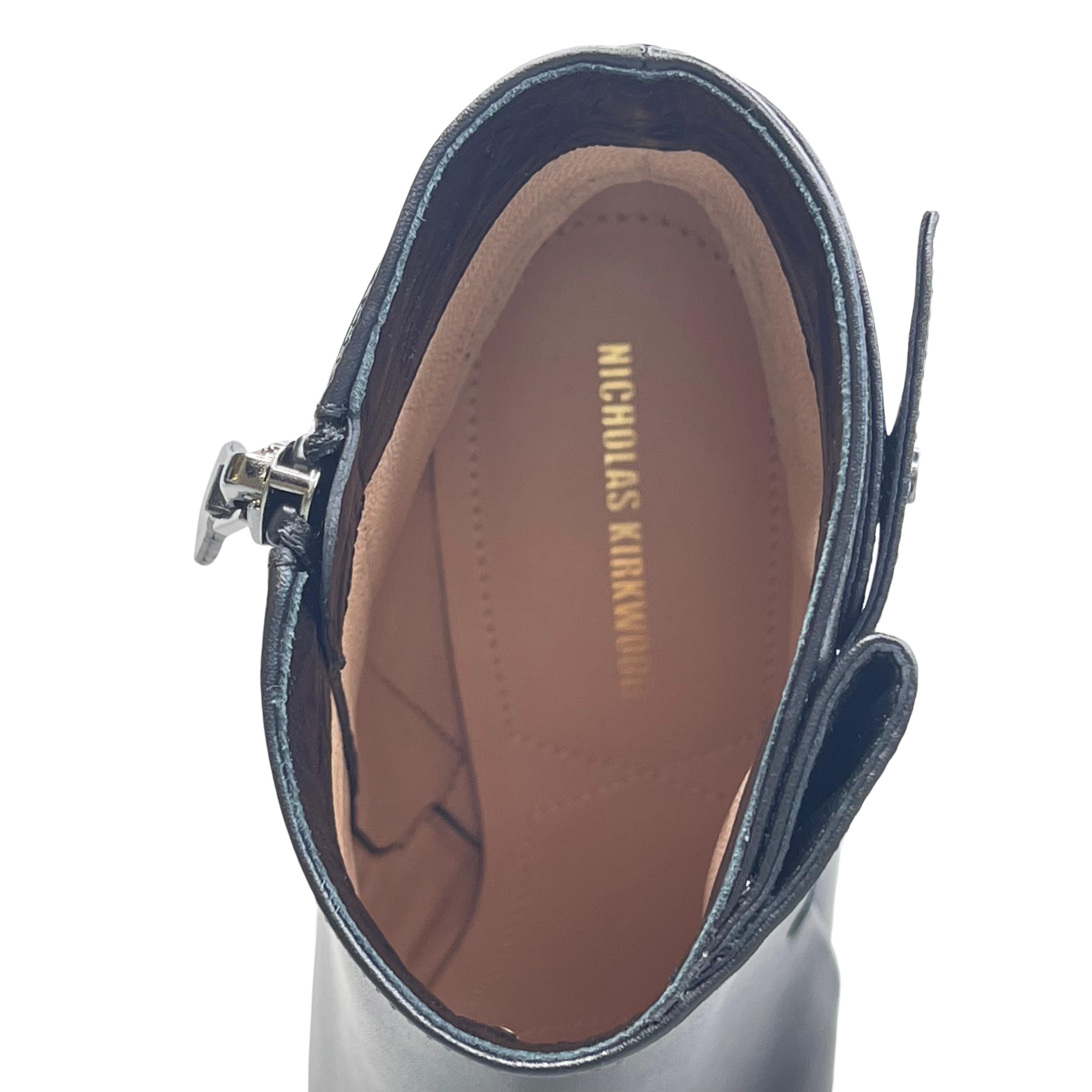 Nicholas Kirkwood Miri Black Leather Faux Pearl Ankle Boot (36 EU) For Sale 3