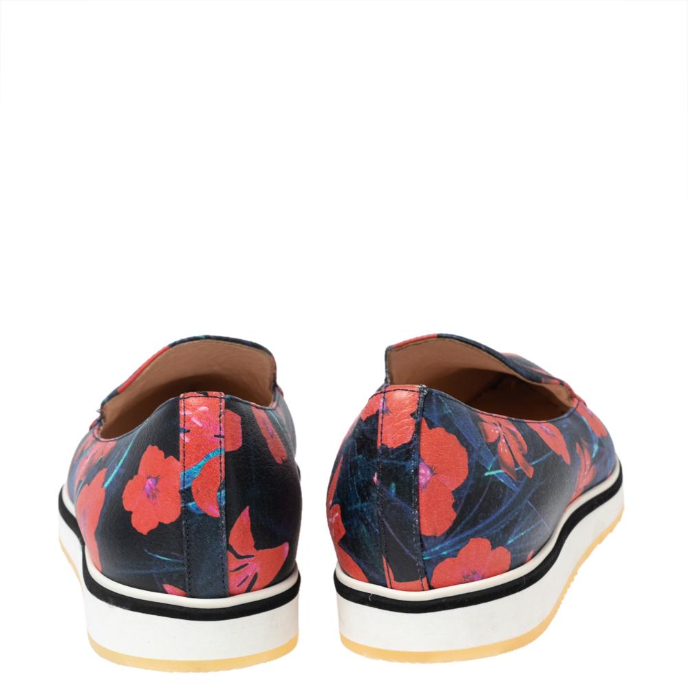 Beige Nicholas Kirkwood Multicolor Floral Print Alona Pointed Toe Loafers Size 39.5
