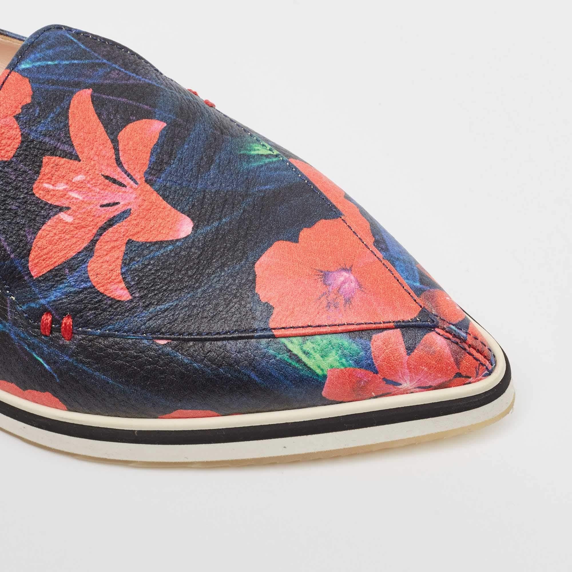 Nicholas Kirkwood Multicolor Floral Print Leather Alona Smoking Slipper Size 37 For Sale 3