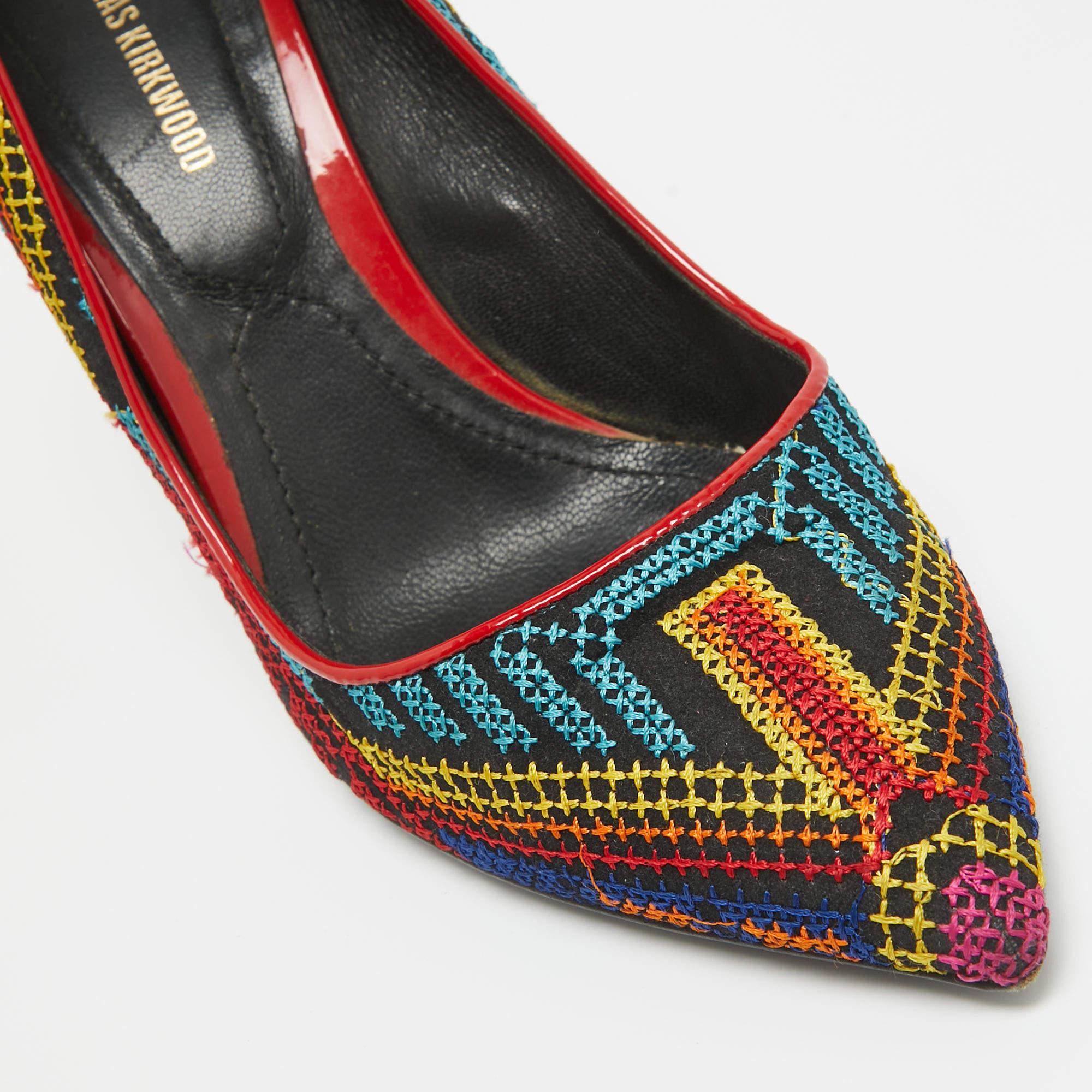 Nicholas Kirkwood escarpins à bout pointu en tissu mexicain multicolore taille 37 en vente 2