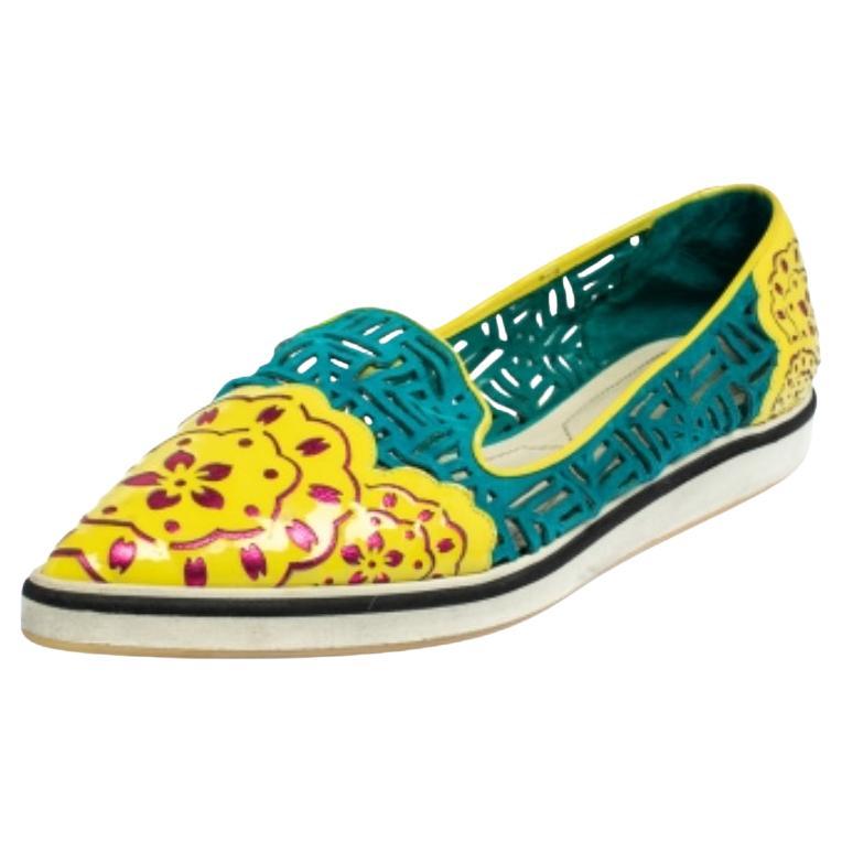 Nicholas Kirkwood Multicolor Patent Leather And Suede Slip On Sneakers Size 37 In Good Condition For Sale In Dubai, Al Qouz 2