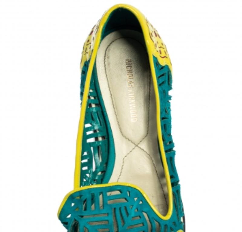 Women's Nicholas Kirkwood Multicolor Patent Leather And Suede Slip On Sneakers Size 37 For Sale